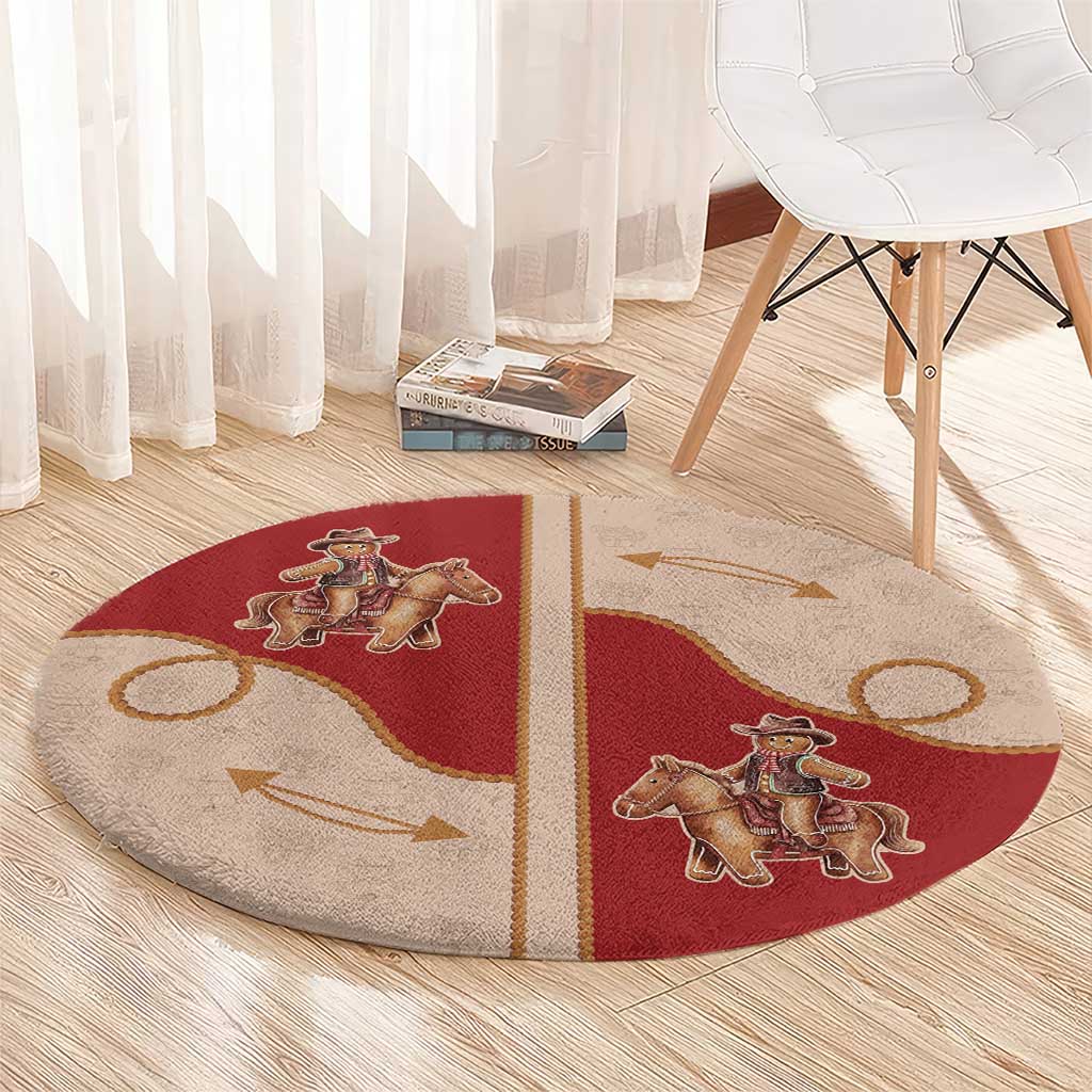 Western Yoke Round Carpet Gingerbread Howdy Christmas - Wonder Print Shop