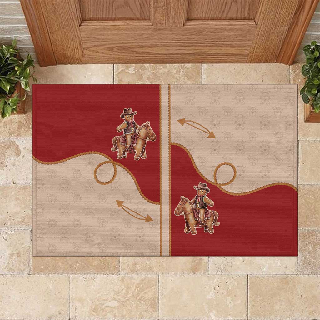 Western Yoke Rubber Doormat Gingerbread Howdy Christmas - Wonder Print Shop