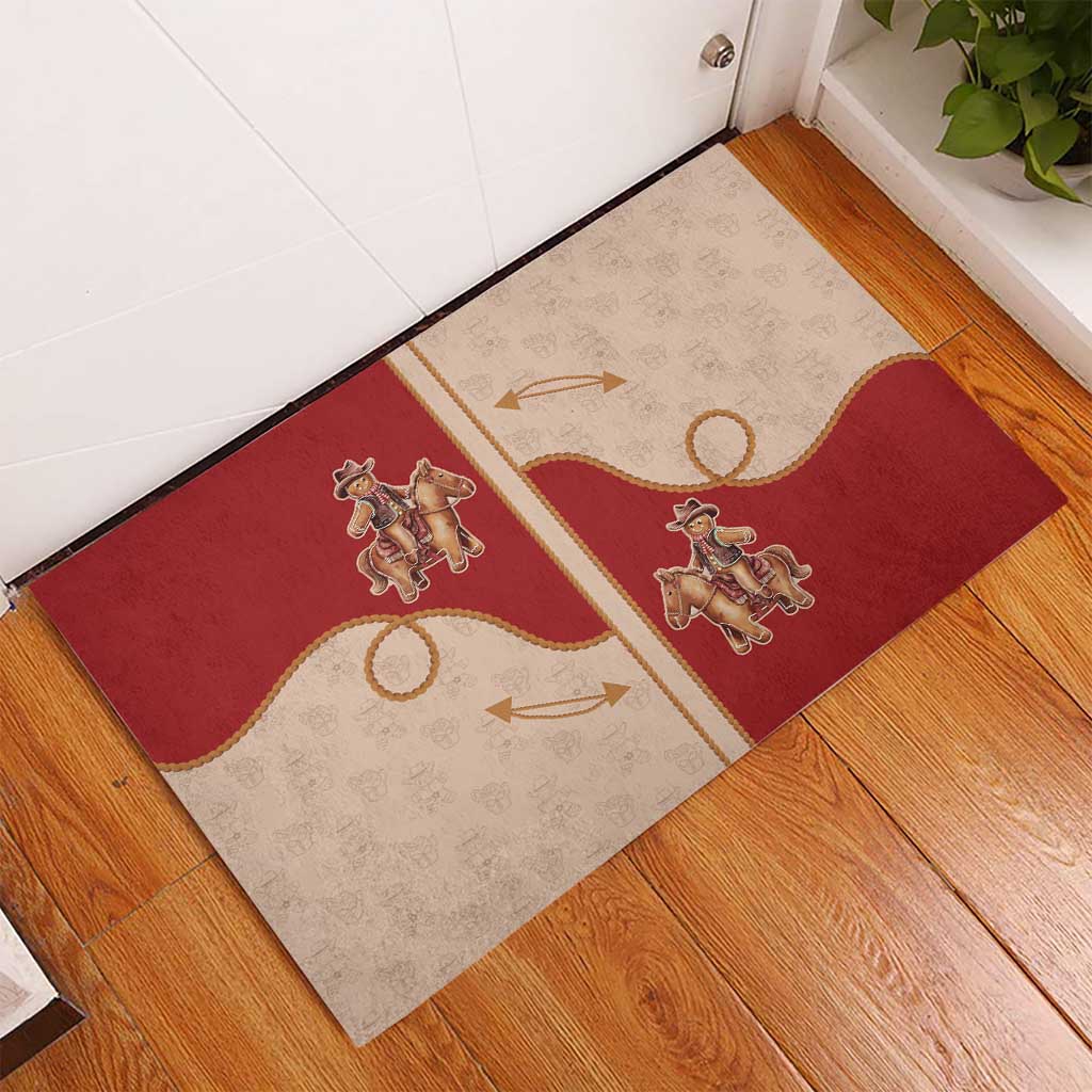 Western Yoke Rubber Doormat Gingerbread Howdy Christmas - Wonder Print Shop