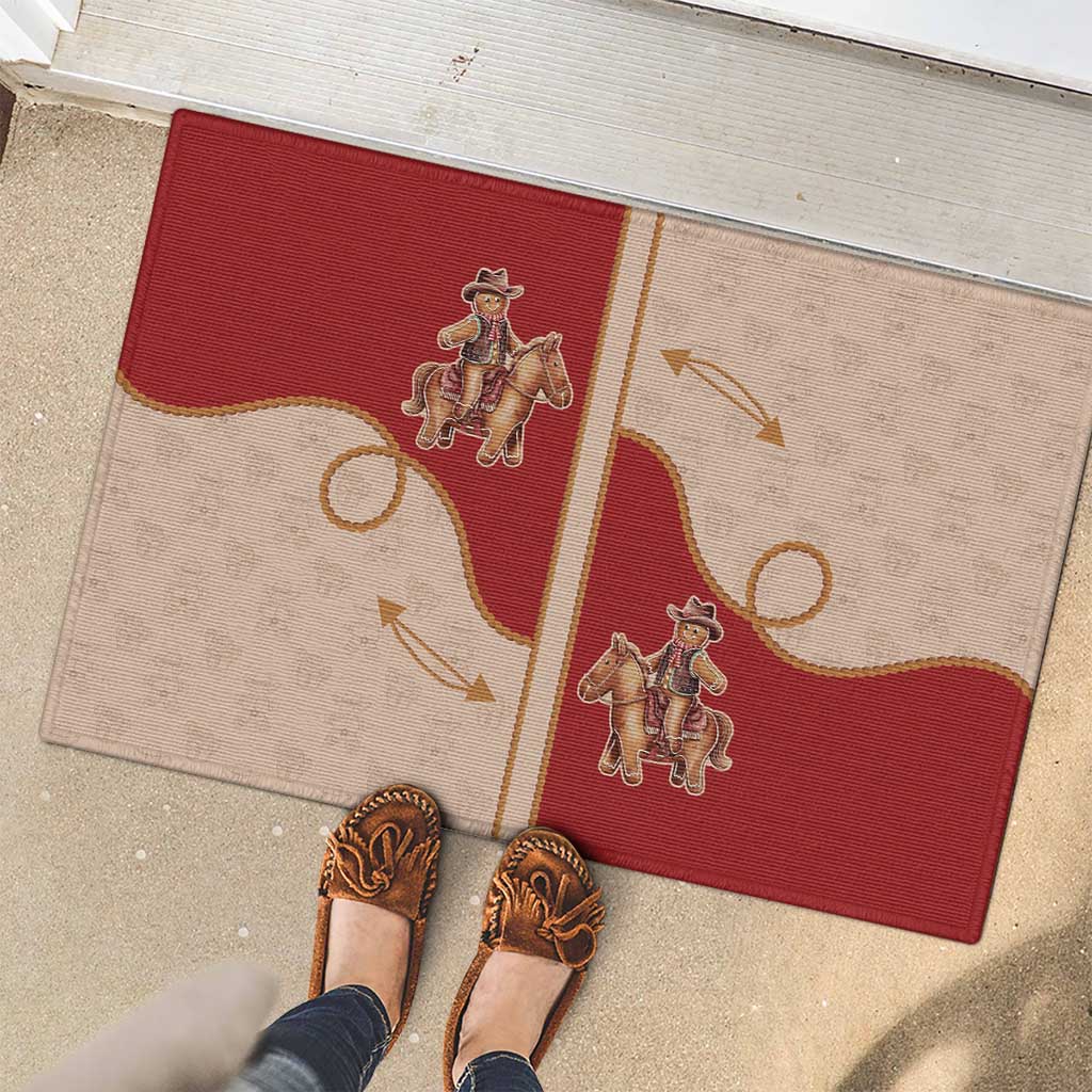 Western Yoke Rubber Doormat Gingerbread Howdy Christmas - Wonder Print Shop