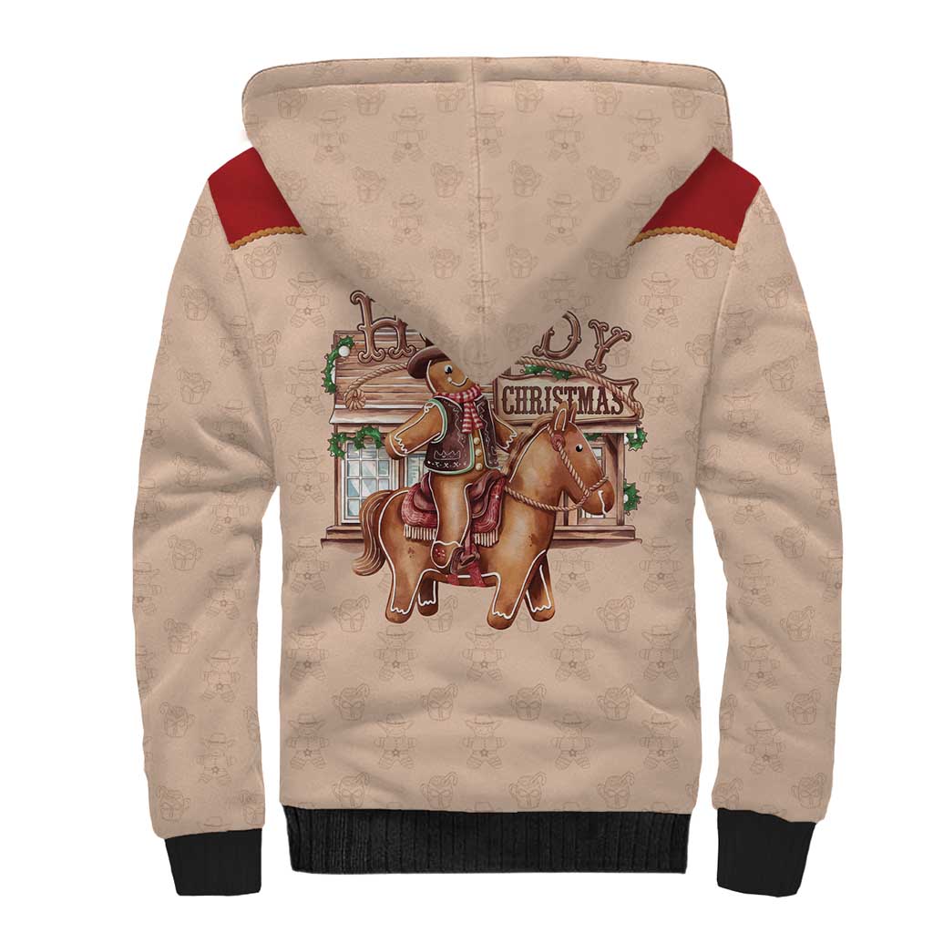 Western Yoke Sherpa Hoodie Gingerbread Howdy Christmas - Wonder Print Shop