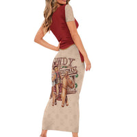 Western Yoke Short Sleeve Bodycon Dress Gingerbread Howdy Christmas - Wonder Print Shop