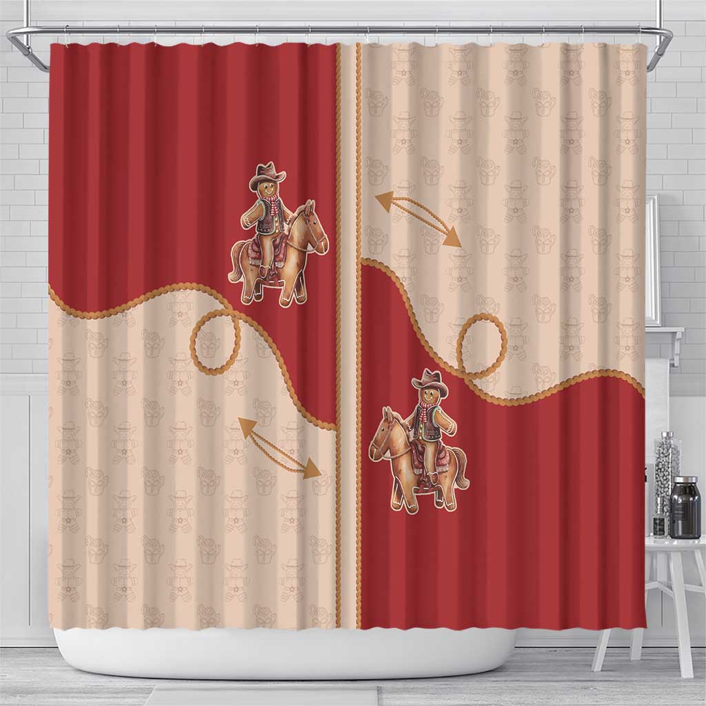 Western Yoke Shower Curtain Gingerbread Howdy Christmas - Wonder Print Shop