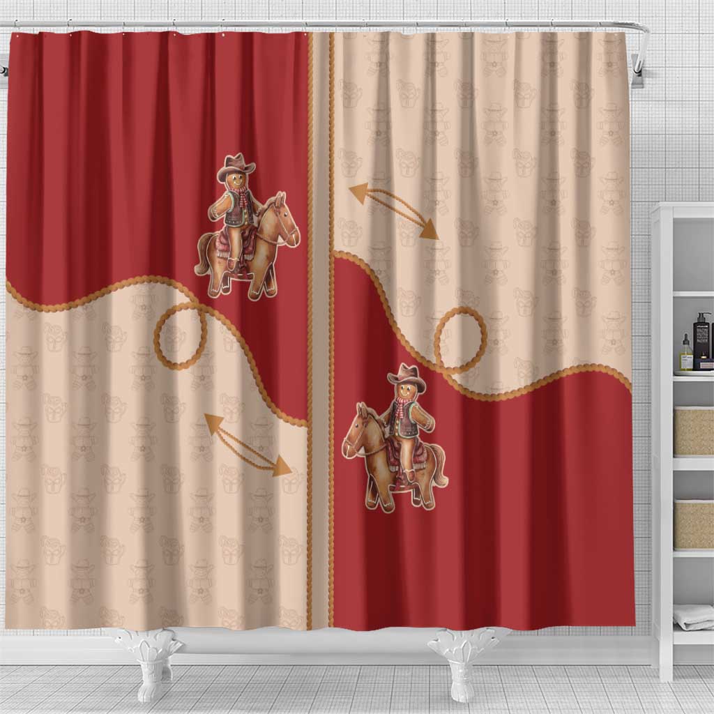 Western Yoke Shower Curtain Gingerbread Howdy Christmas - Wonder Print Shop