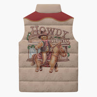 Western Yoke Sleeveless Puffer Jacket Gingerbread Howdy Christmas - Wonder Print Shop