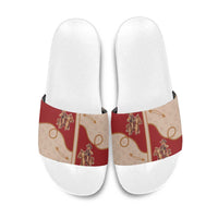 Western Yoke Slide Sandals Gingerbread Howdy Christmas - Wonder Print Shop