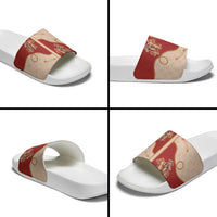 Western Yoke Slide Sandals Gingerbread Howdy Christmas - Wonder Print Shop