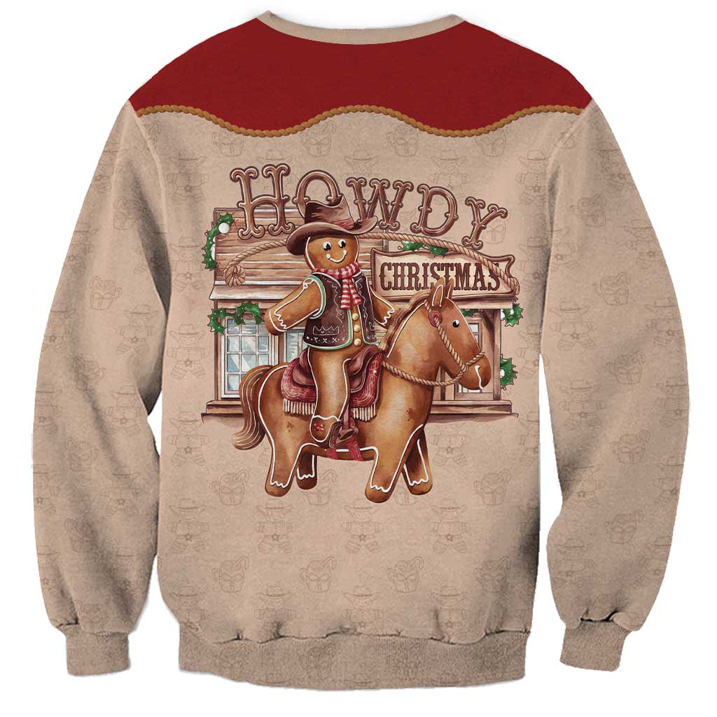 Western Yoke Sweatshirt Gingerbread Howdy Christmas - Wonder Print Shop