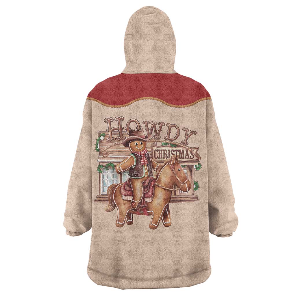 Western Yoke Wearable Blanket Hoodie Gingerbread Howdy Christmas - Wonder Print Shop