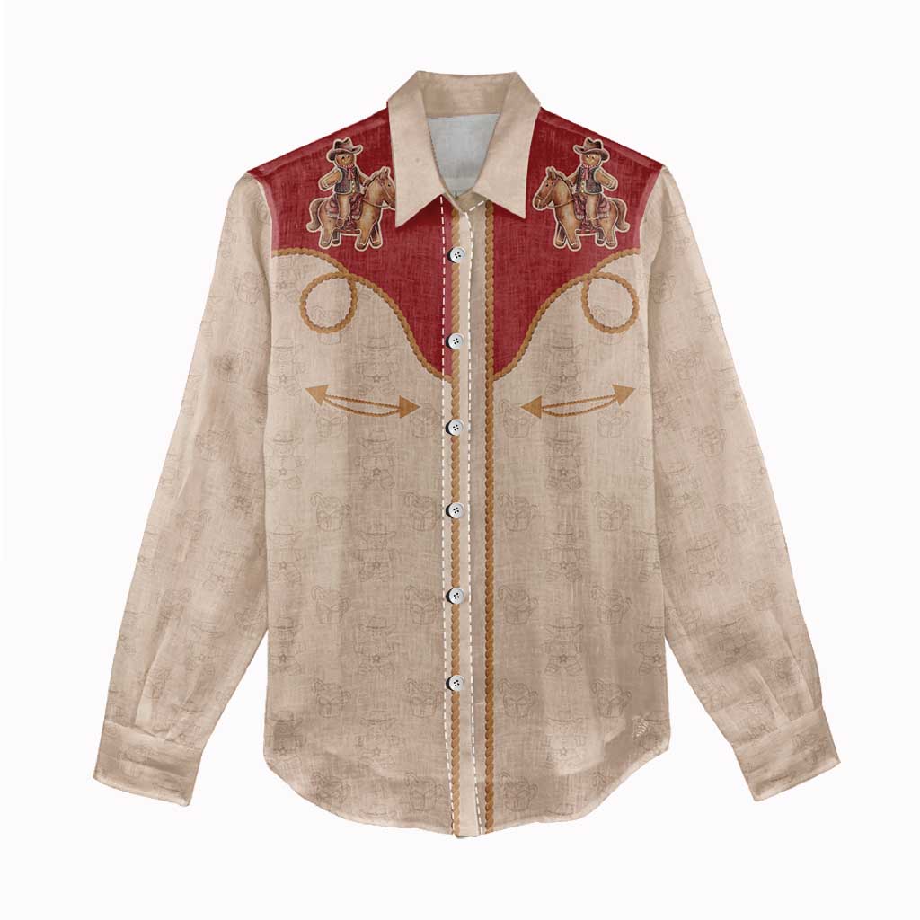 Western Yoke Women Casual Shirt Gingerbread Howdy Christmas - Wonder Print Shop