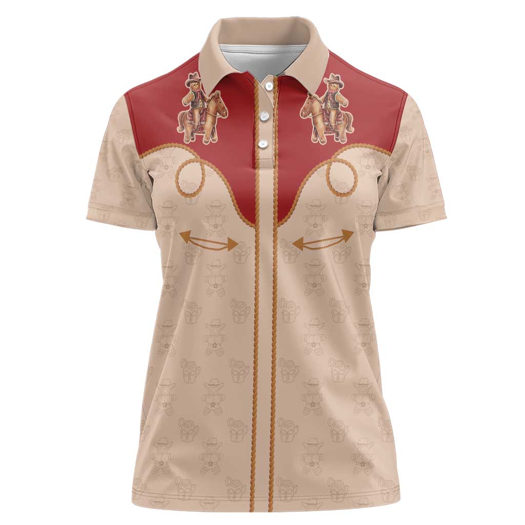 Western Yoke Women Polo Shirt Gingerbread Howdy Christmas - Wonder Print Shop