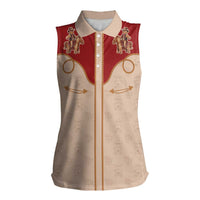 Western Yoke Women Sleeveless Polo Shirt Gingerbread Howdy Christmas - Wonder Print Shop