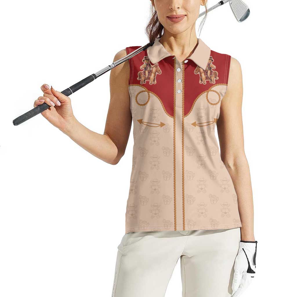 Western Yoke Women Sleeveless Polo Shirt Gingerbread Howdy Christmas - Wonder Print Shop