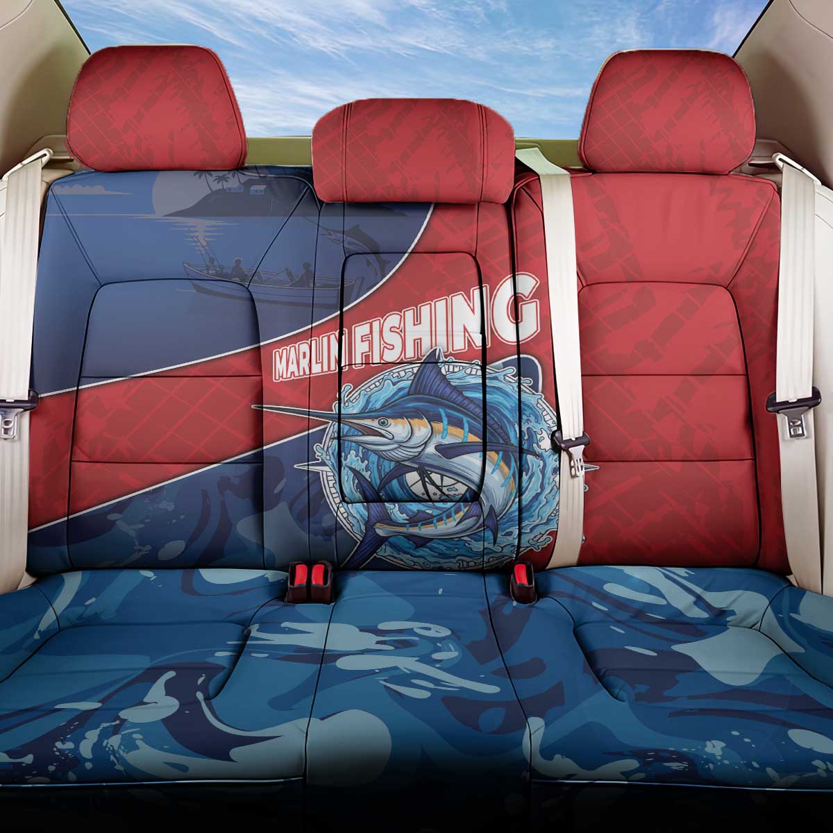 Dominican Republic Fishing Back Car Seat Cover Caribbean Master Baiter - Wonder Print Shop