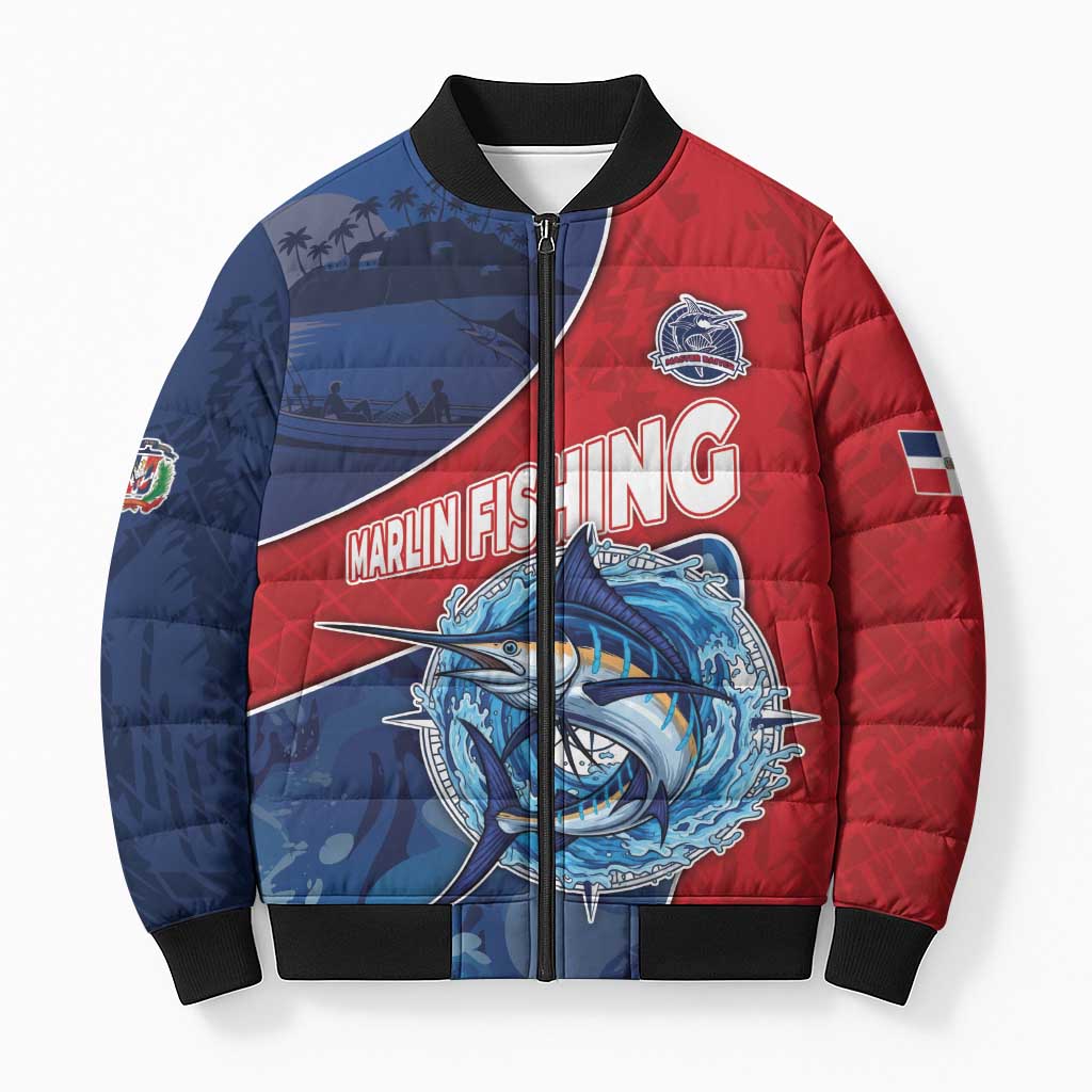 Dominican Republic Fishing Bomber Puffer Jacket Caribbean Master Baiter - Wonder Print Shop