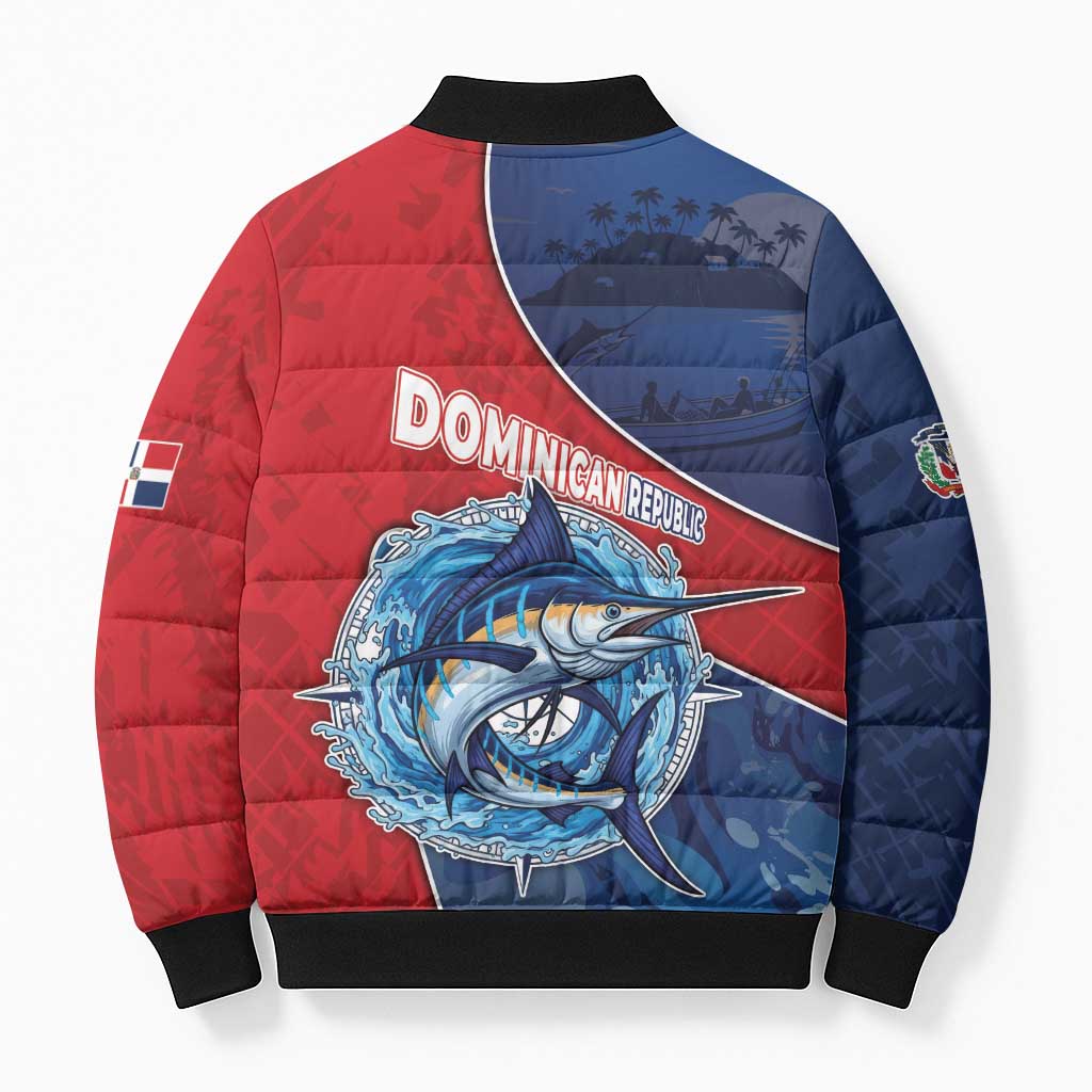 Dominican Republic Fishing Bomber Puffer Jacket Caribbean Master Baiter - Wonder Print Shop