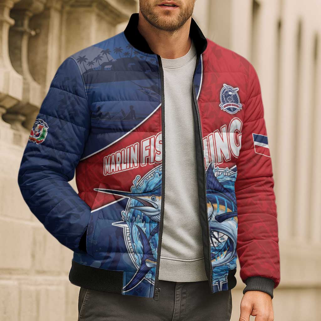Dominican Republic Fishing Bomber Puffer Jacket Caribbean Master Baiter - Wonder Print Shop