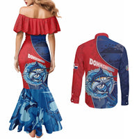 Dominican Republic Fishing Couples Matching Mermaid Dress and Long Sleeve Button Shirt Caribbean Master Baiter - Wonder Print Shop