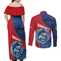 Dominican Republic Fishing Couples Matching Off Shoulder Maxi Dress and Long Sleeve Button Shirt Caribbean Master Baiter - Wonder Print Shop