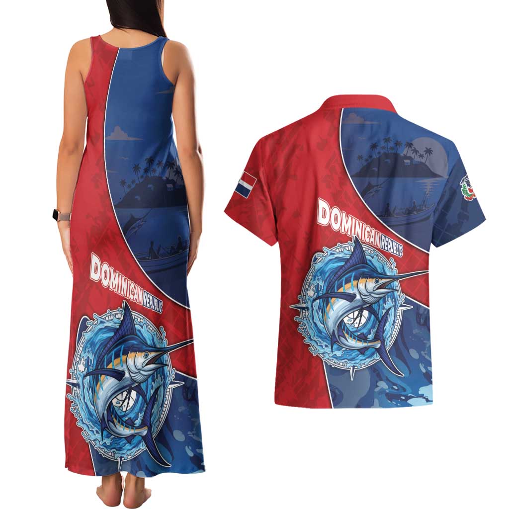 Dominican Republic Fishing Couples Matching Tank Maxi Dress and Hawaiian Shirt Caribbean Master Baiter - Wonder Print Shop