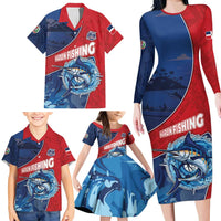 Dominican Republic Fishing Family Matching Long Sleeve Bodycon Dress and Hawaiian Shirt Caribbean Master Baiter - Wonder Print Shop