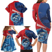Dominican Republic Fishing Family Matching Long Sleeve Bodycon Dress and Hawaiian Shirt Caribbean Master Baiter - Wonder Print Shop
