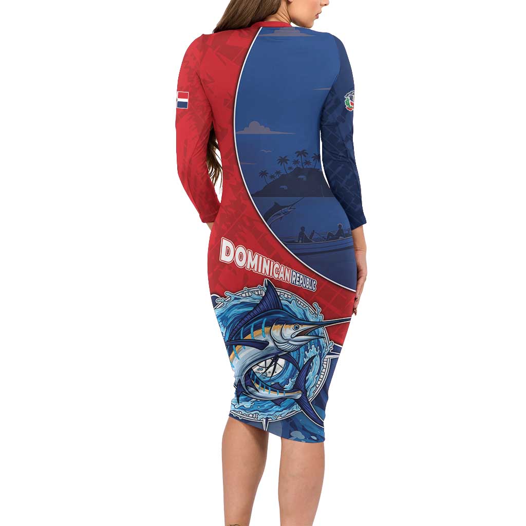 Dominican Republic Fishing Family Matching Long Sleeve Bodycon Dress and Hawaiian Shirt Caribbean Master Baiter - Wonder Print Shop
