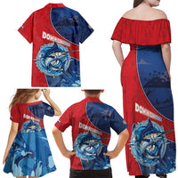 Dominican Republic Fishing Family Matching Off Shoulder Maxi Dress and Hawaiian Shirt Caribbean Master Baiter - Wonder Print Shop