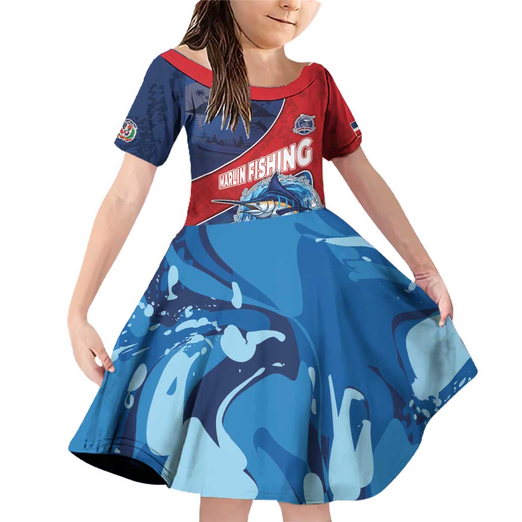 Dominican Republic Fishing Family Matching Off Shoulder Short Dress and Hawaiian Shirt Caribbean Master Baiter - Wonder Print Shop