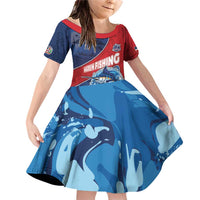 Dominican Republic Fishing Family Matching Off Shoulder Short Dress and Hawaiian Shirt Caribbean Master Baiter - Wonder Print Shop