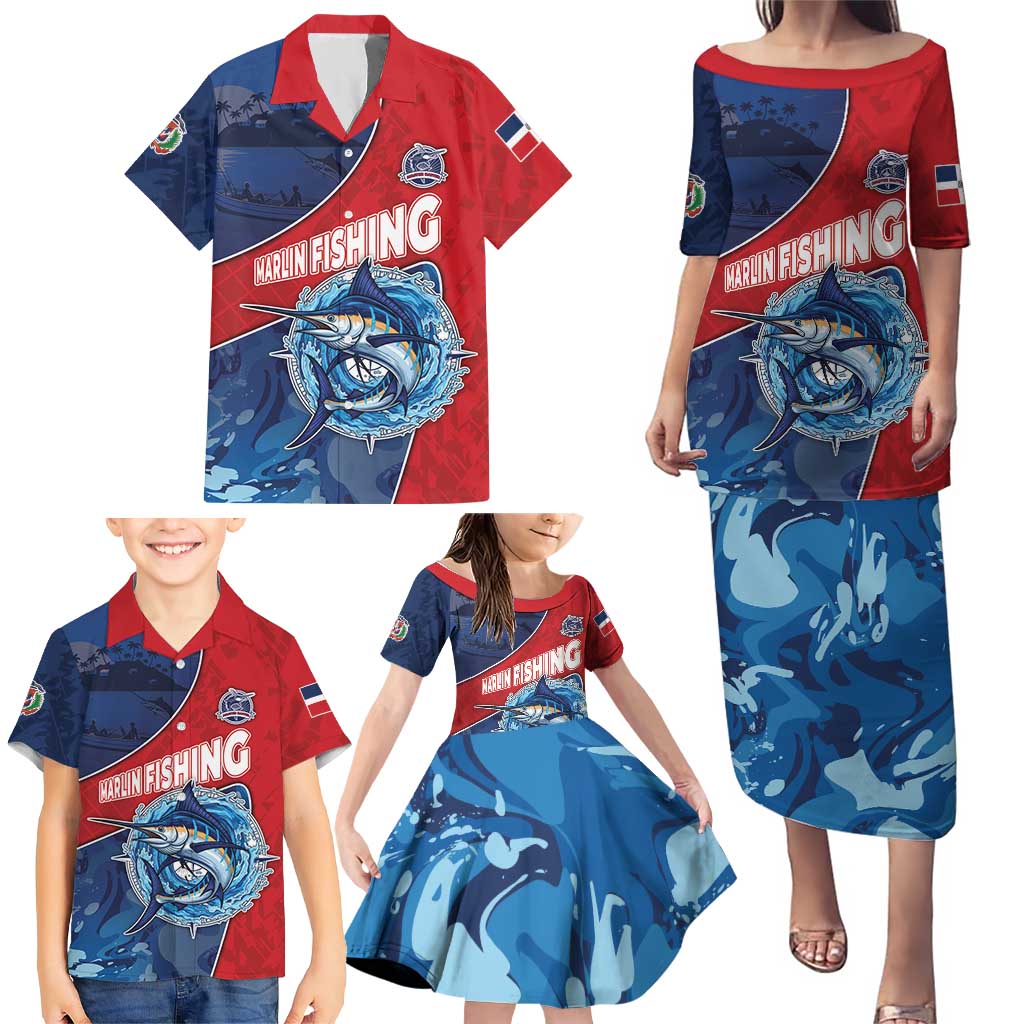 Dominican Republic Fishing Family Matching Puletasi and Hawaiian Shirt Caribbean Master Baiter - Wonder Print Shop