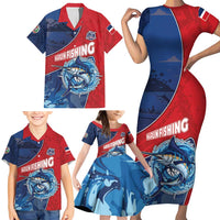 Dominican Republic Fishing Family Matching Short Sleeve Bodycon Dress and Hawaiian Shirt Caribbean Master Baiter - Wonder Print Shop