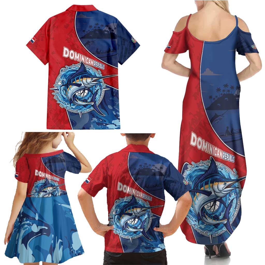 Dominican Republic Fishing Family Matching Summer Maxi Dress and Hawaiian Shirt Caribbean Master Baiter - Wonder Print Shop