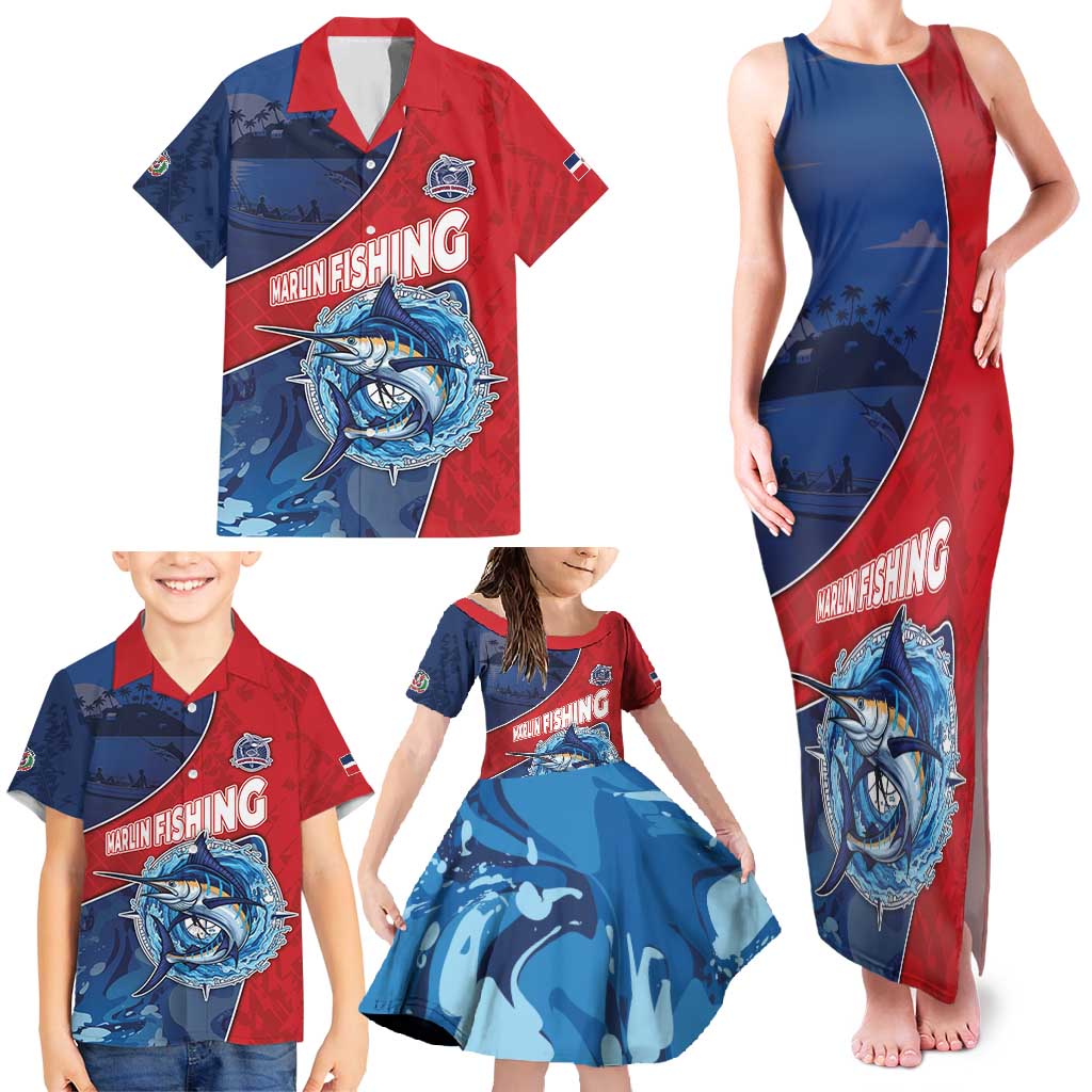 Dominican Republic Fishing Family Matching Tank Maxi Dress and Hawaiian Shirt Caribbean Master Baiter - Wonder Print Shop
