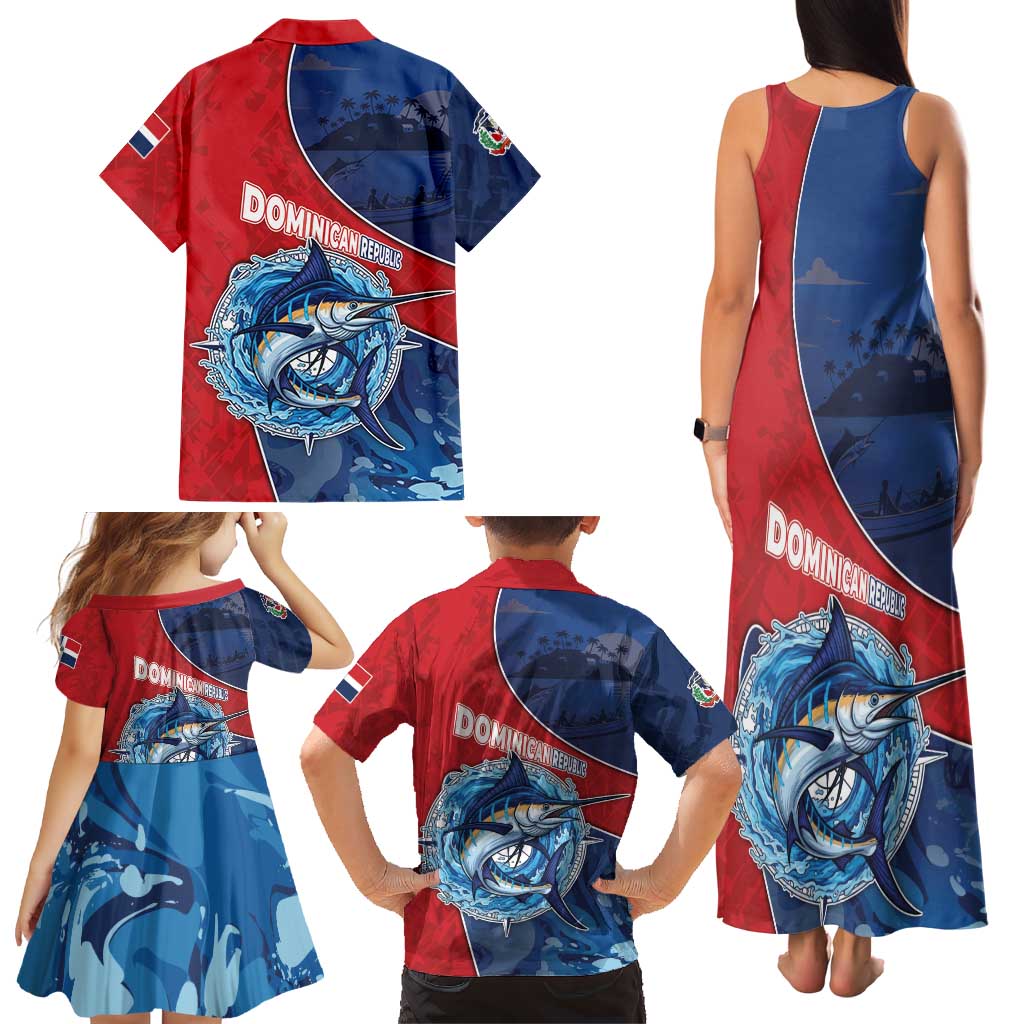 Dominican Republic Fishing Family Matching Tank Maxi Dress and Hawaiian Shirt Caribbean Master Baiter - Wonder Print Shop