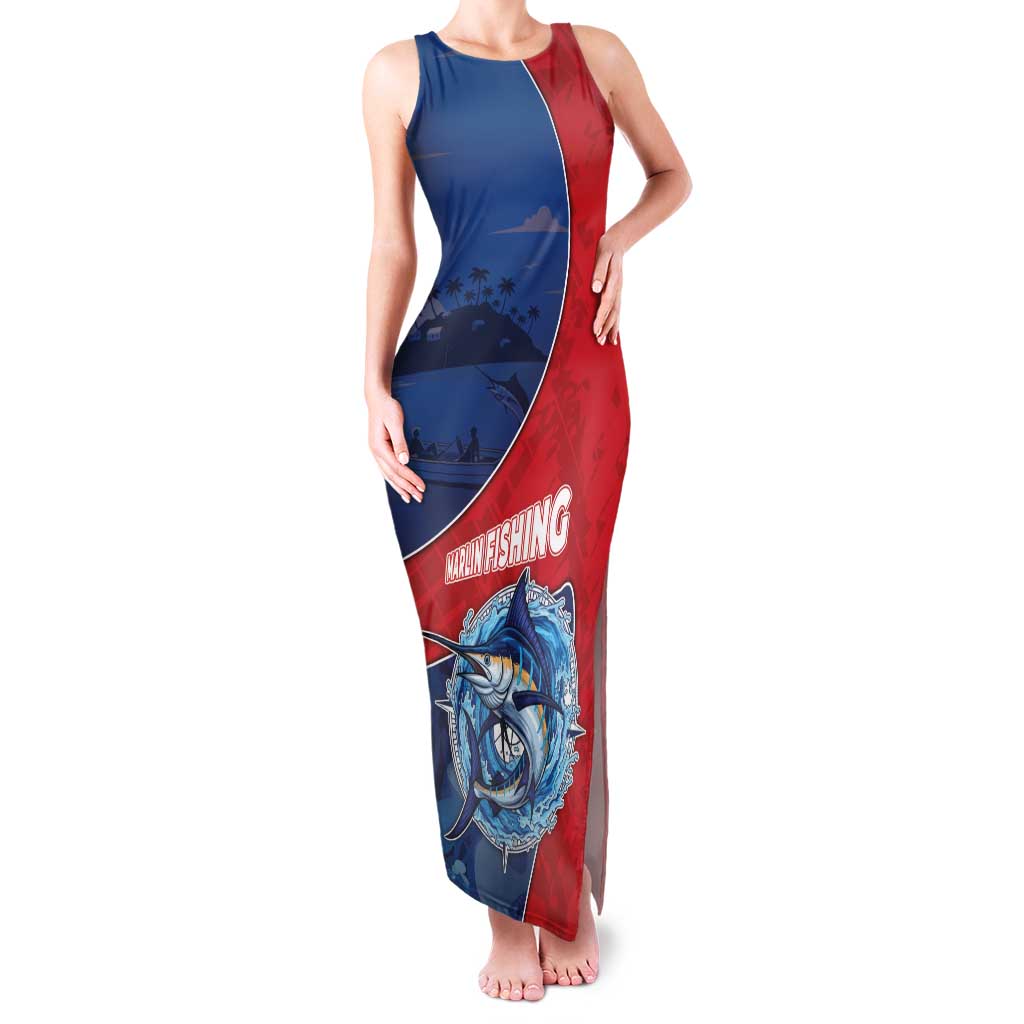 Dominican Republic Fishing Family Matching Tank Maxi Dress and Hawaiian Shirt Caribbean Master Baiter - Wonder Print Shop