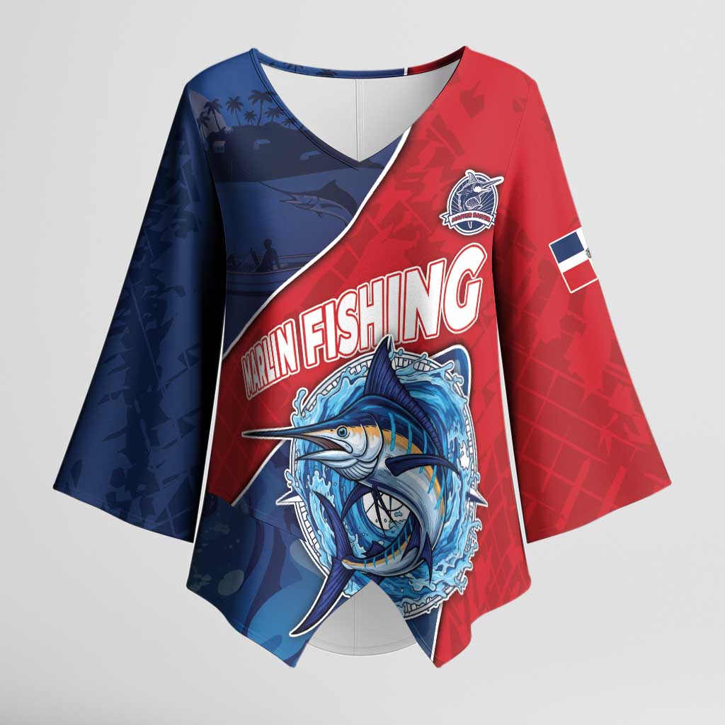 Dominican Republic Fishing Kimono Sleeve Blouse Caribbean Master Baiter - Wonder Print Shop