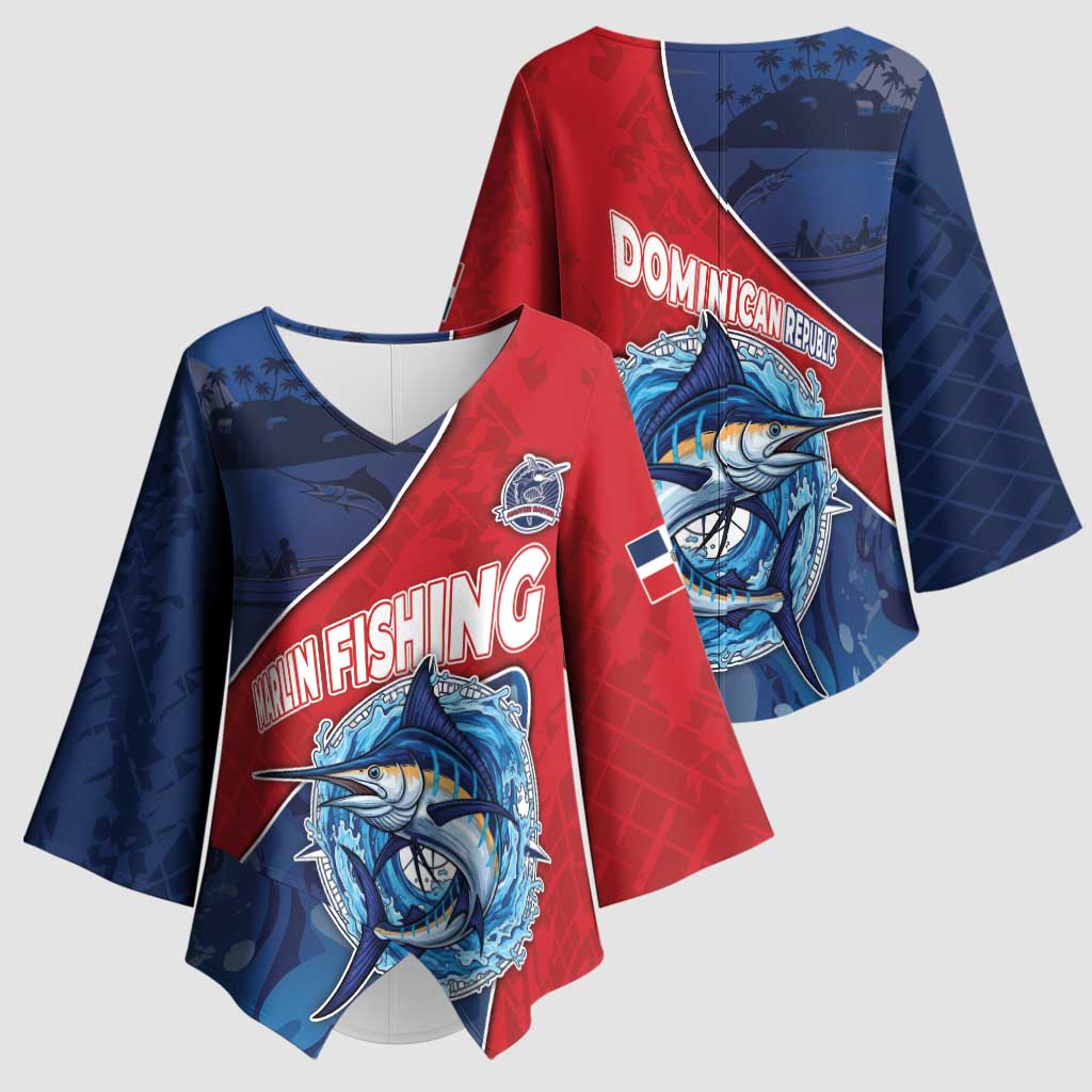 Dominican Republic Fishing Kimono Sleeve Blouse Caribbean Master Baiter - Wonder Print Shop