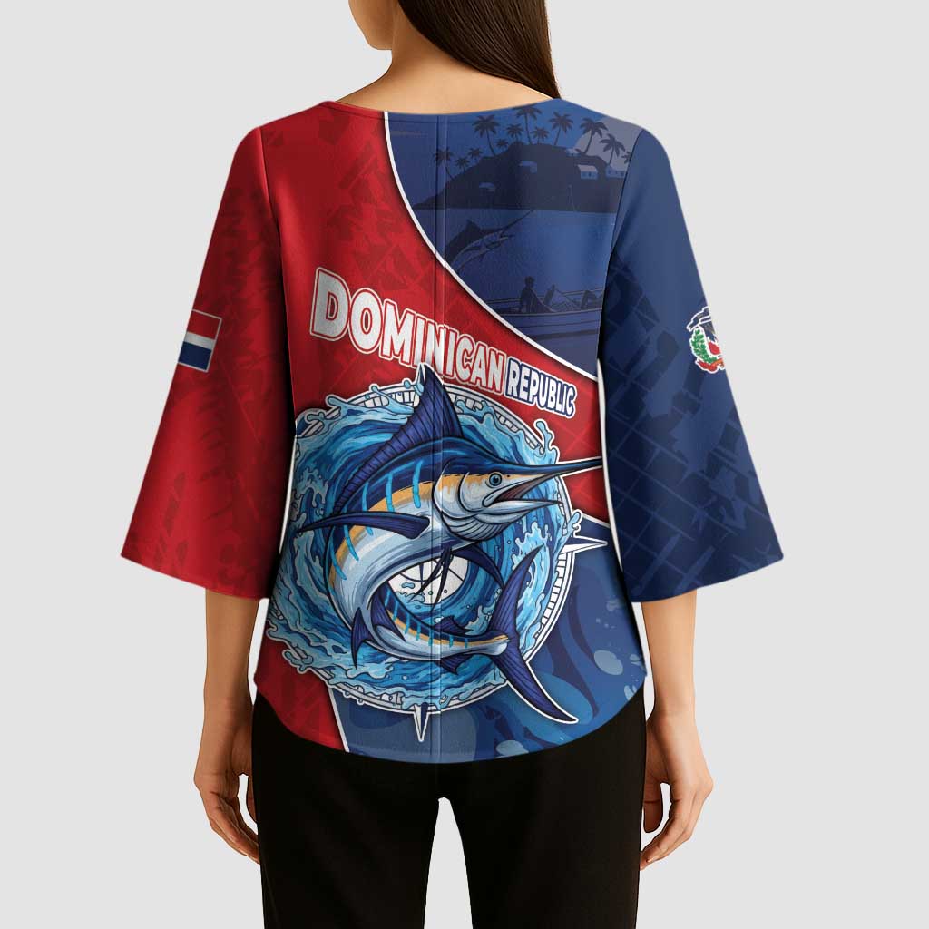 Dominican Republic Fishing Kimono Sleeve Blouse Caribbean Master Baiter - Wonder Print Shop