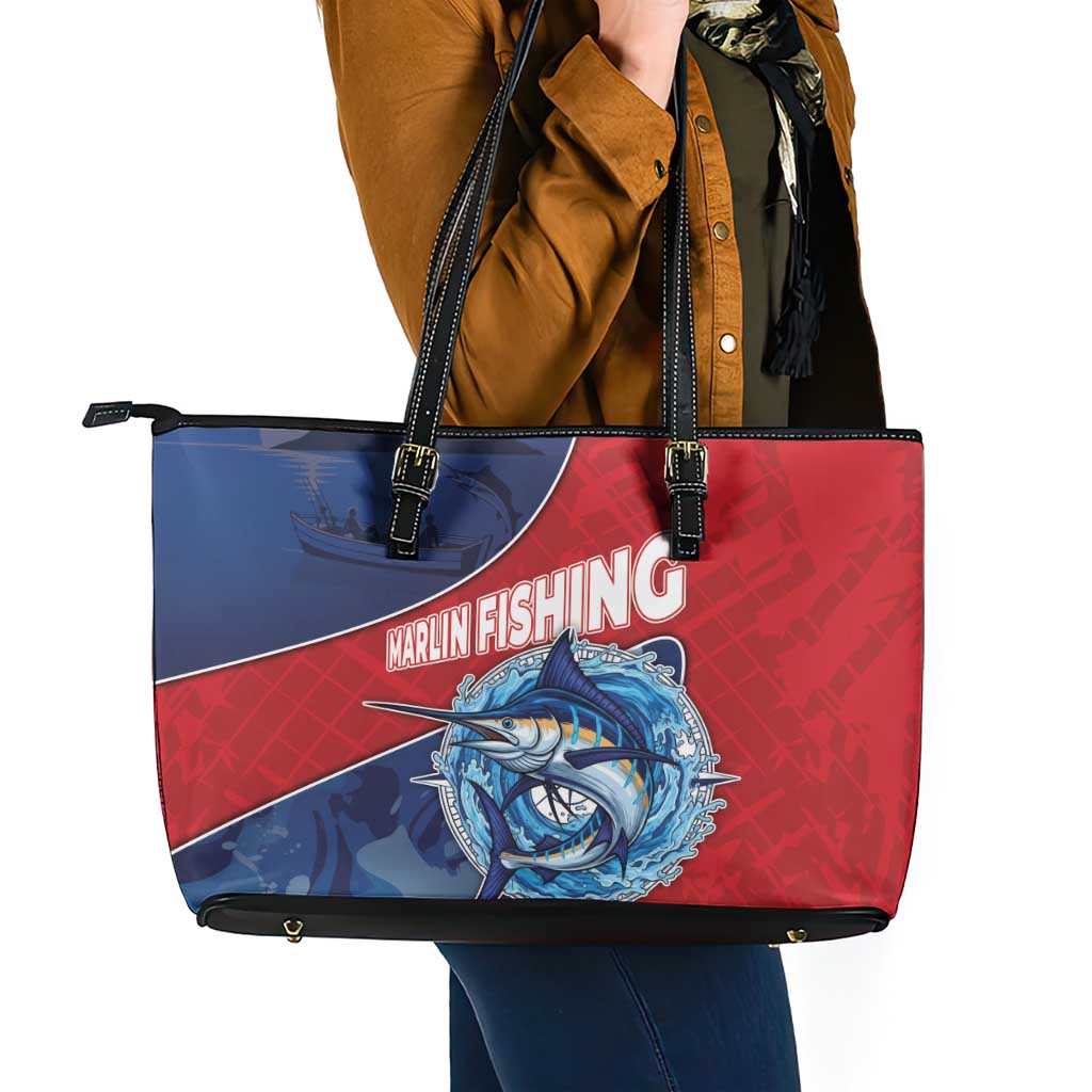 Dominican Republic Fishing Leather Tote Bag Caribbean Master Baiter - Wonder Print Shop