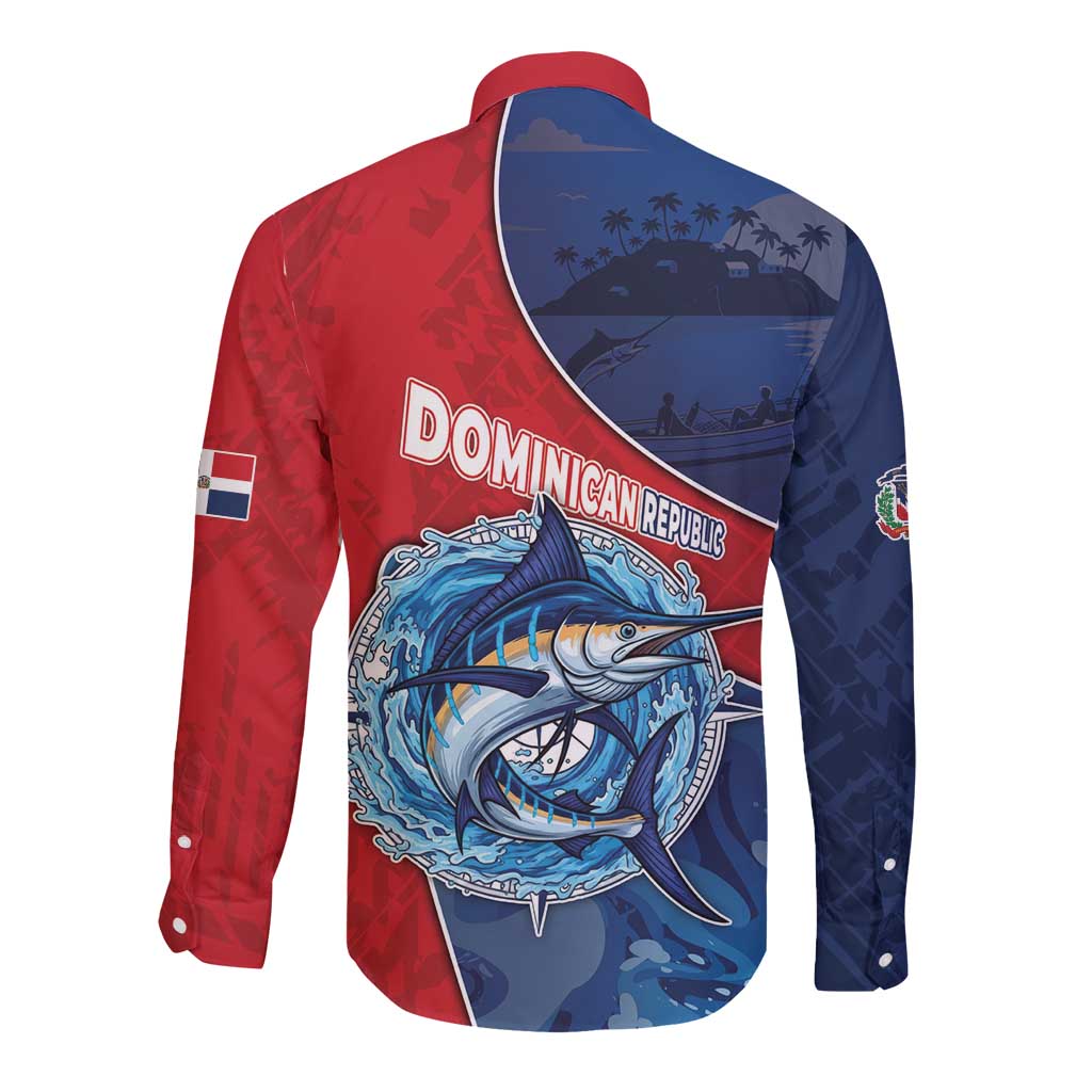 Dominican Republic Fishing Long Sleeve Button Shirt Caribbean Master Baiter - Wonder Print Shop