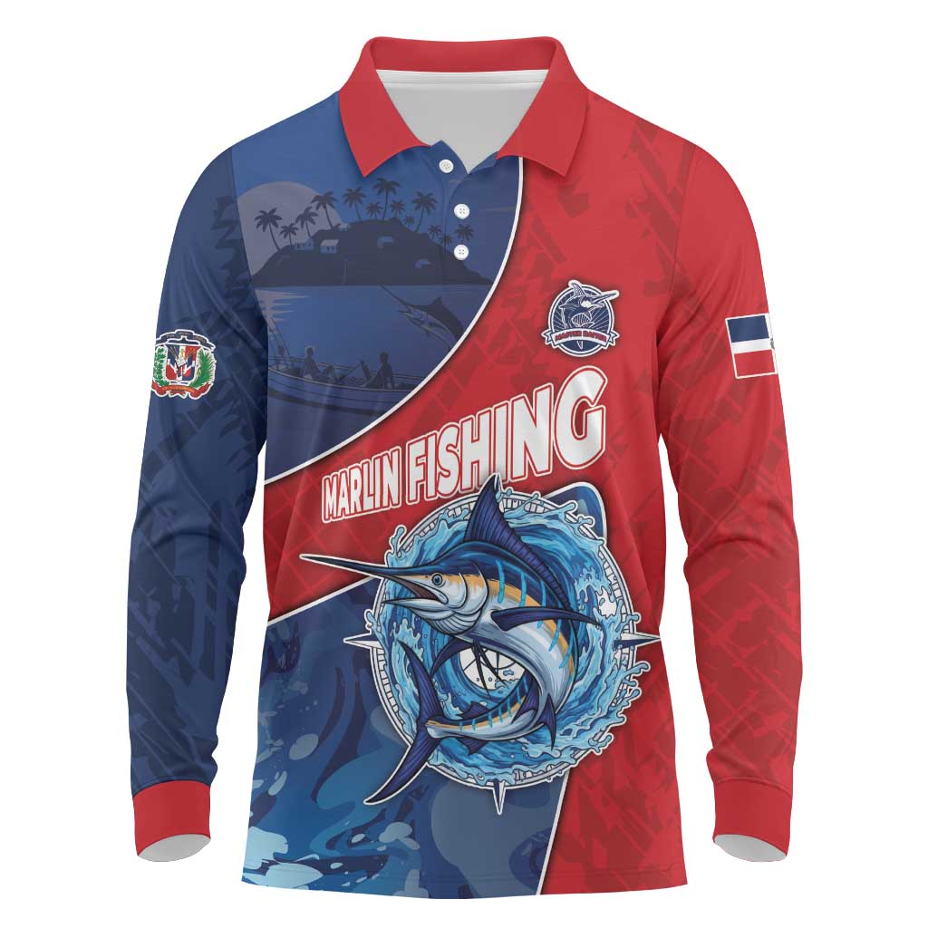 Dominican Republic Fishing Long Sleeve Polo Shirt Caribbean Master Baiter - Wonder Print Shop
