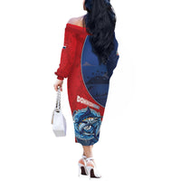 Dominican Republic Fishing Off The Shoulder Long Sleeve Dress Caribbean Master Baiter - Wonder Print Shop
