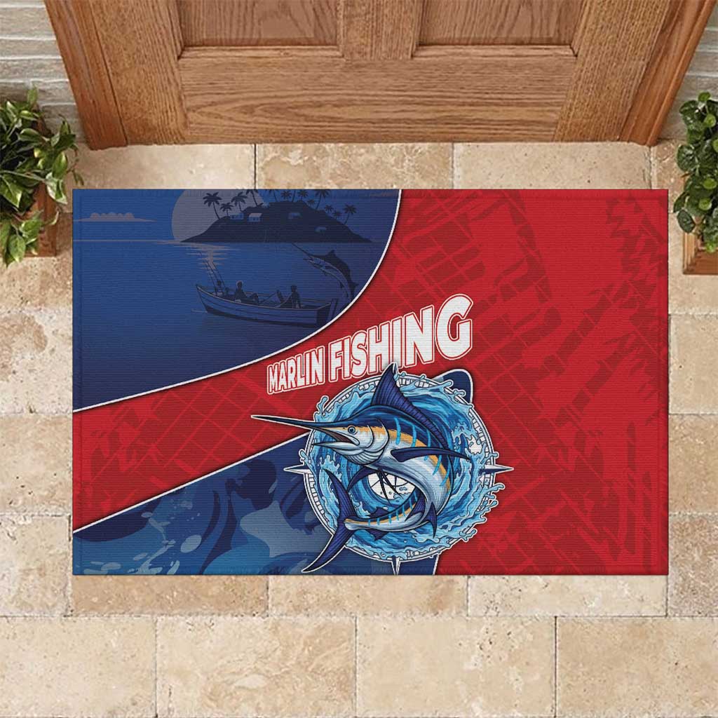 Dominican Republic Fishing Rubber Doormat Caribbean Master Baiter - Wonder Print Shop