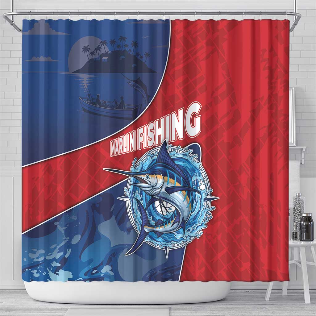 Dominican Republic Fishing Shower Curtain Caribbean Master Baiter - Wonder Print Shop