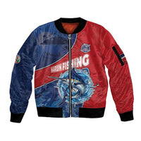 Dominican Republic Fishing Sleeve Zip Bomber Jacket Caribbean Master Baiter - Wonder Print Shop