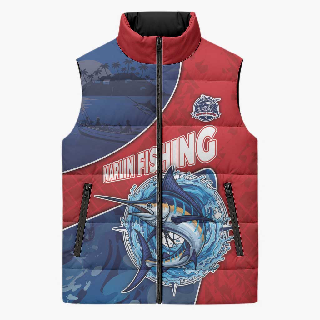 Dominican Republic Fishing Sleeveless Puffer Jacket Caribbean Master Baiter - Wonder Print Shop
