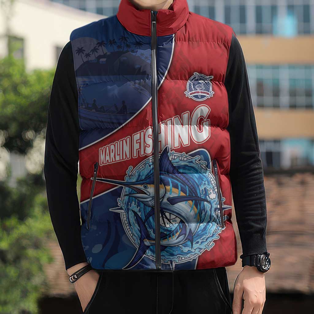 Dominican Republic Fishing Sleeveless Puffer Jacket Caribbean Master Baiter - Wonder Print Shop
