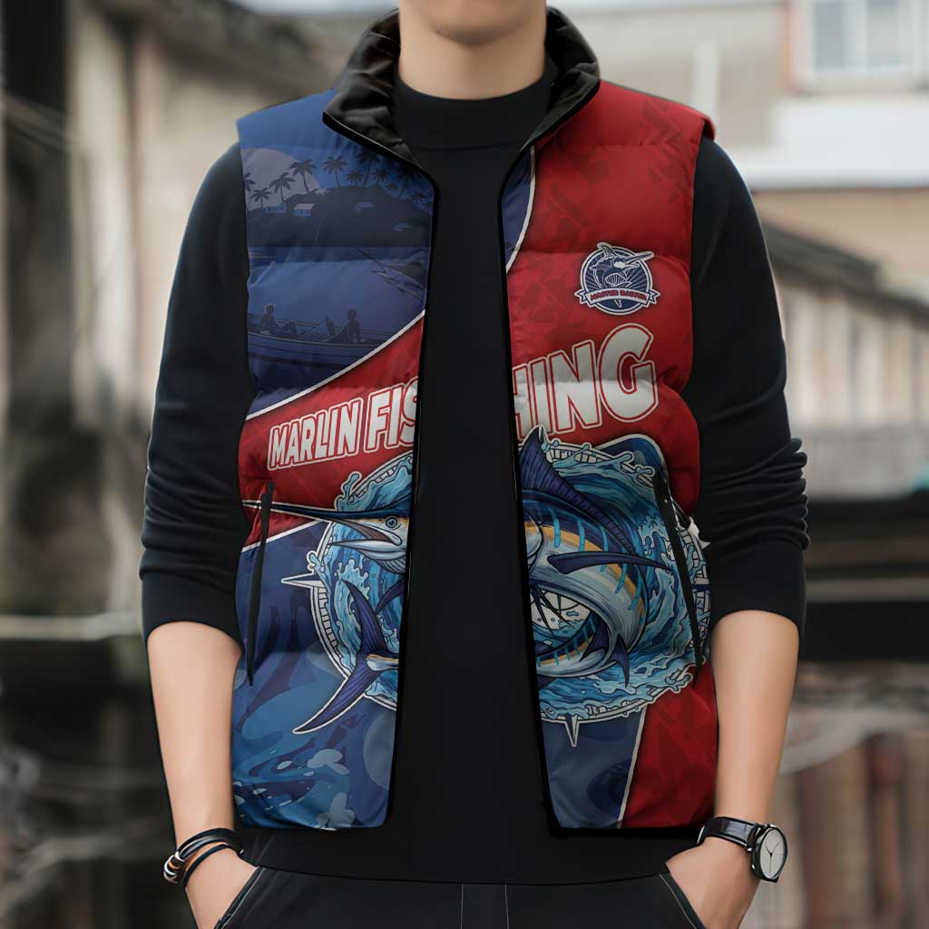 Dominican Republic Fishing Sleeveless Puffer Jacket Caribbean Master Baiter - Wonder Print Shop