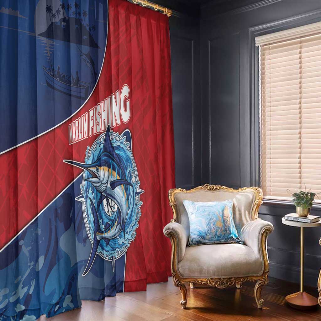 Dominican Republic Fishing Window Curtain Caribbean Master Baiter - Wonder Print Shop